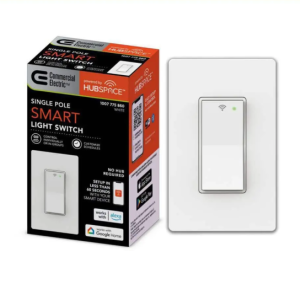 Commercial Electric 15 Amp Single-Pole White Smart Light Switch with Wi-Fi and Bluetooth Technology (1-Pack)